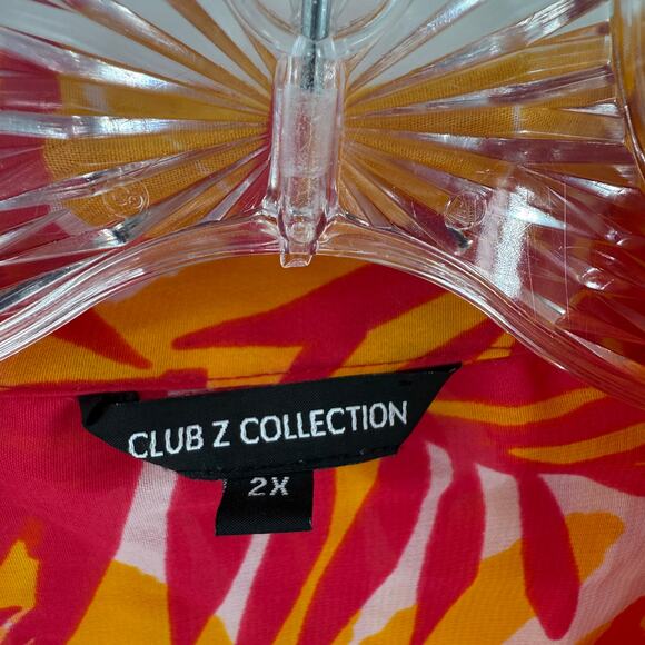 Club Z Collection Vibrant Tropical Sheer Button Front Tunic Blouse Size 2X - Picture 4 of 15